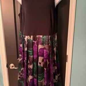 Coldwater Creek Elegant Black and Floral Sleeveless Dress